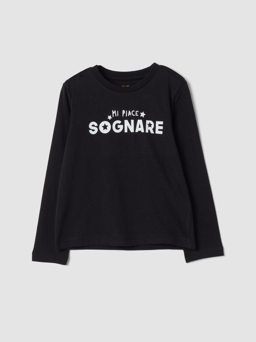 Black crew-neck T-shirt in pure organic cotton_0