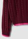 Red pure cotton cable-knit V-neck jumper for girls_3