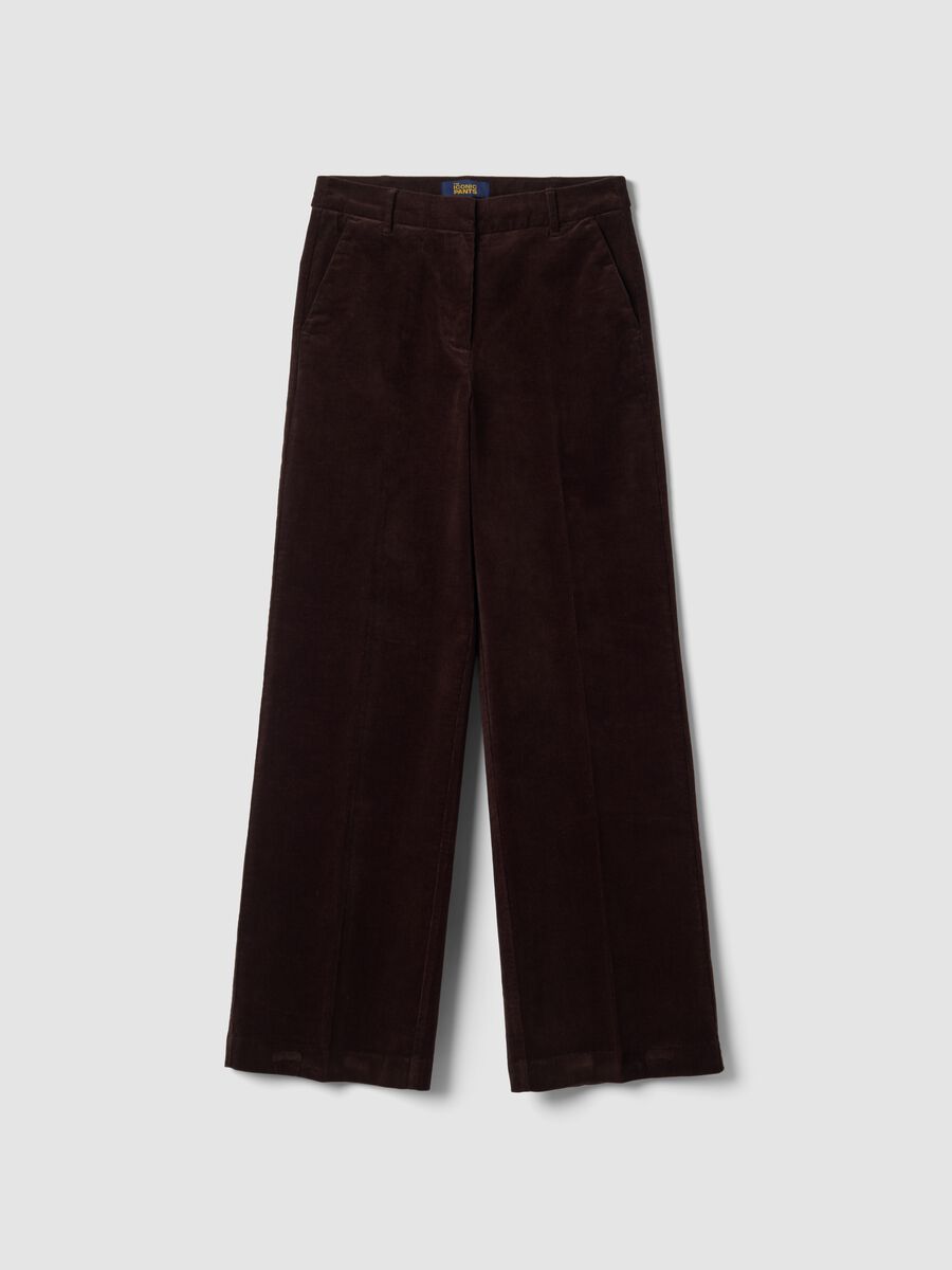 Brown The Iconic Pants straight-fit ribbed stretch-cotton trousers_4