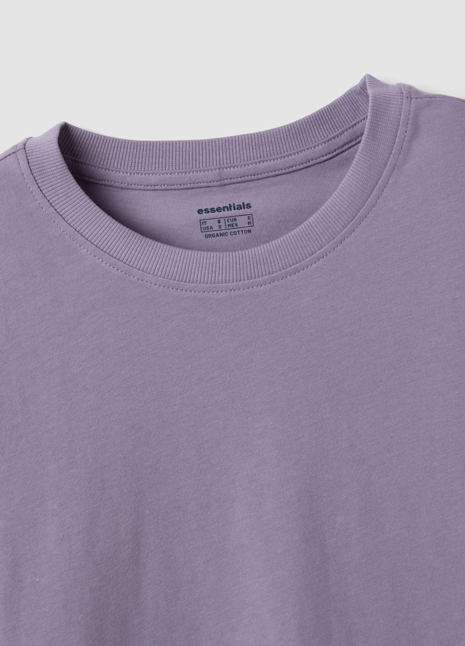 Purple organic cotton crew-neck T-shirt, regular fit