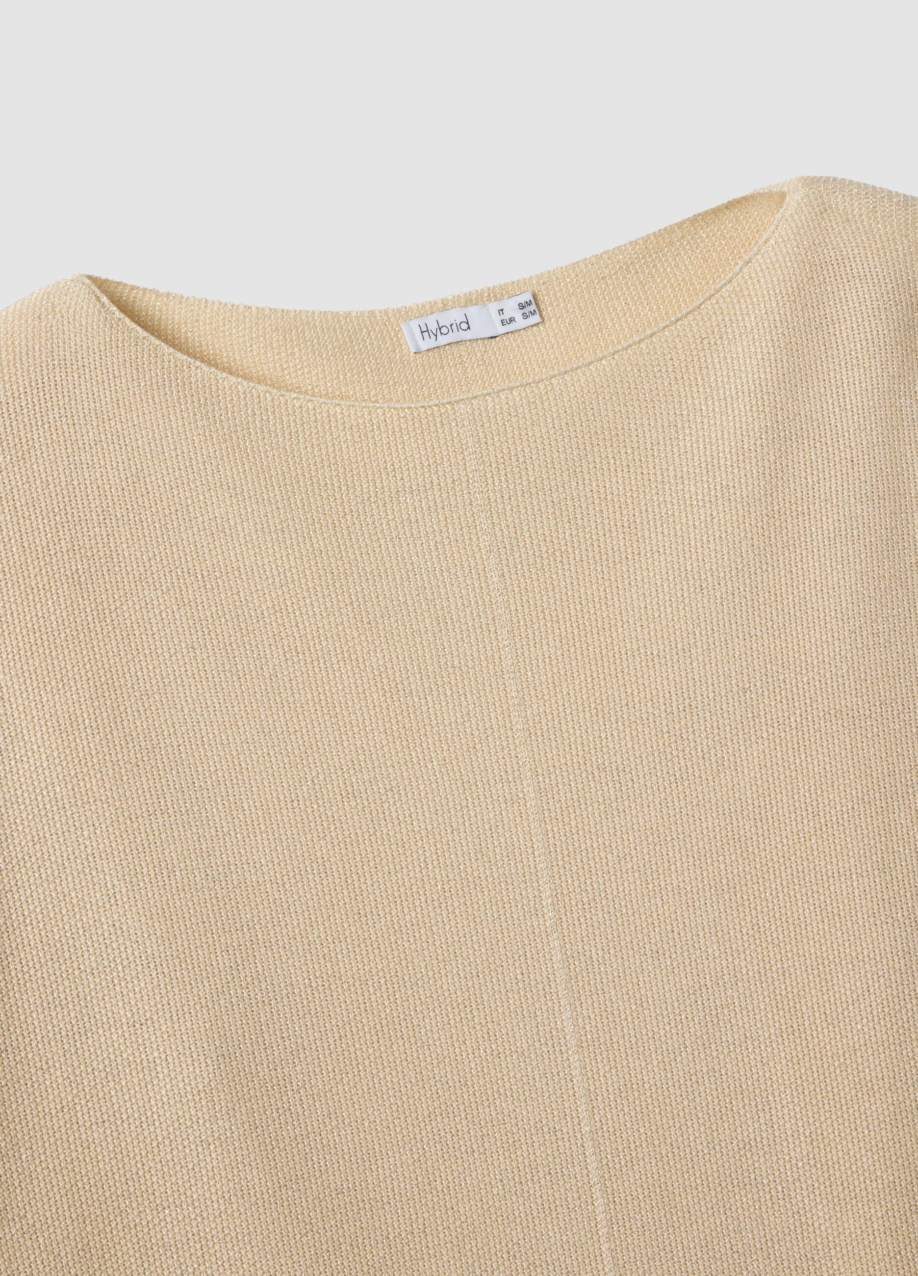 Beige viscose-blend regular-fit T-shirt