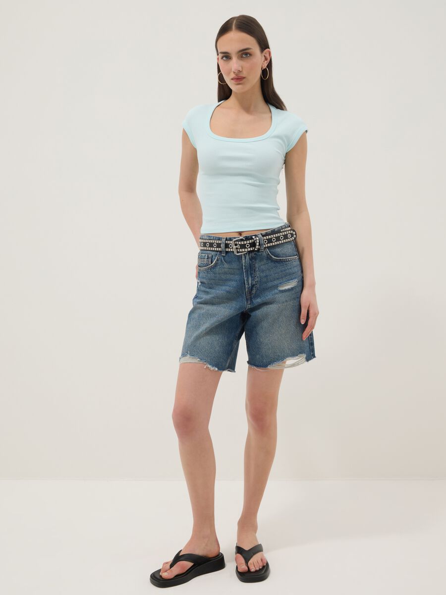 Blue stretch cotton T-shirt_2