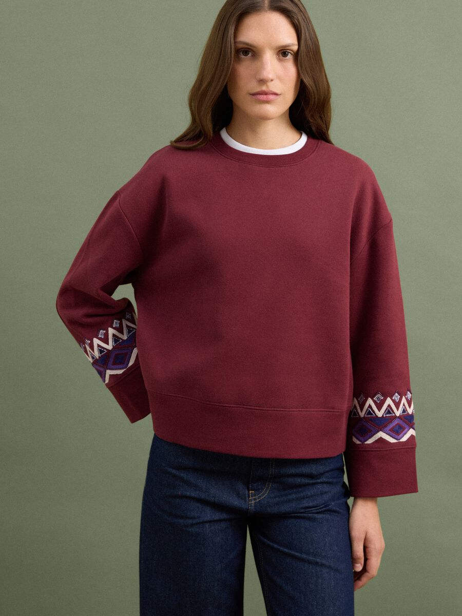 Red cotton-blend sweatshirt with regular fit pattern_0