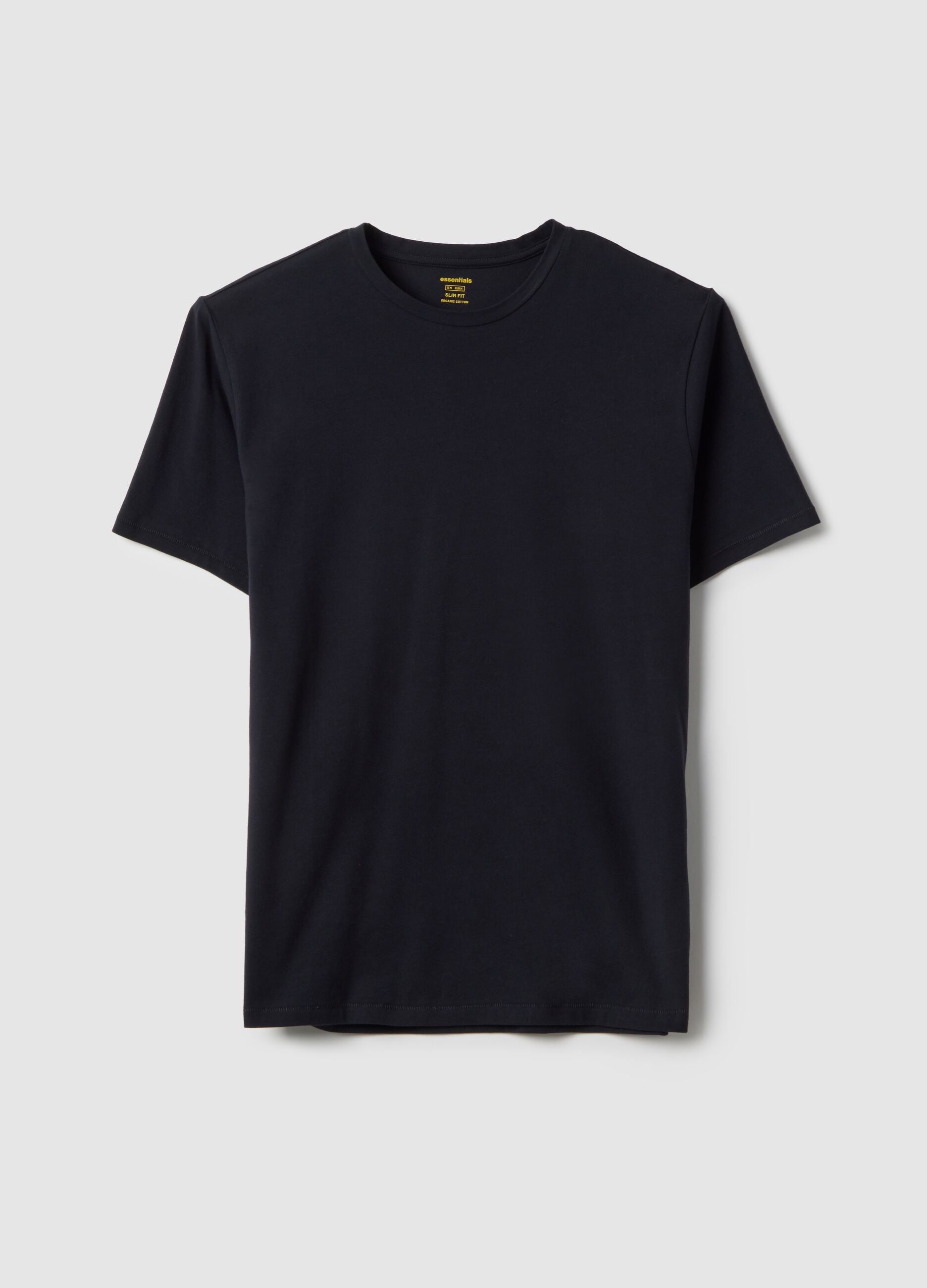 Black slim fit stretch cotton T-shirt