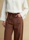 Brown striped wide-leg trousers in pure cotton_3