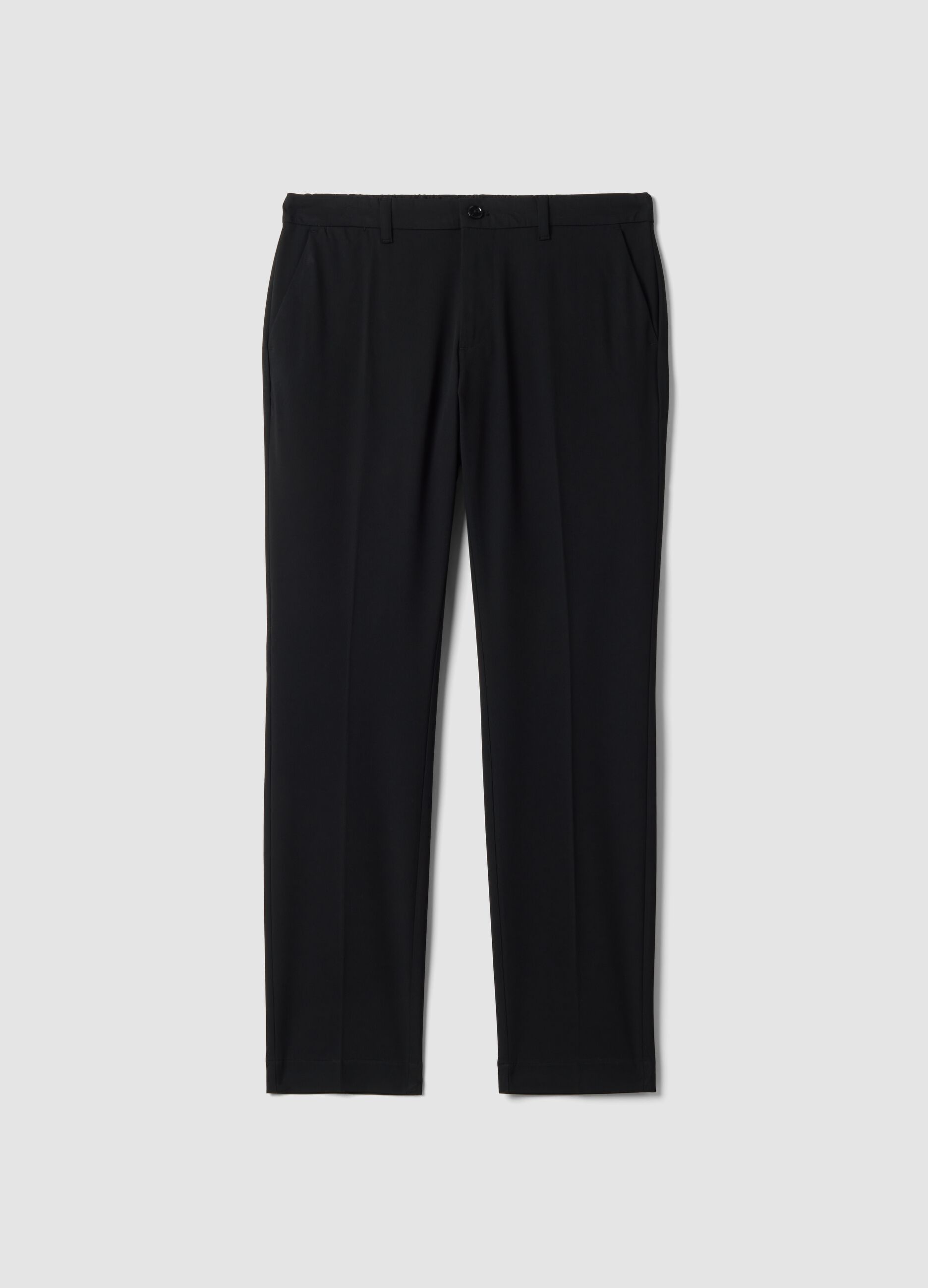 Black slim-fit stretch viscose-twill chino trousers