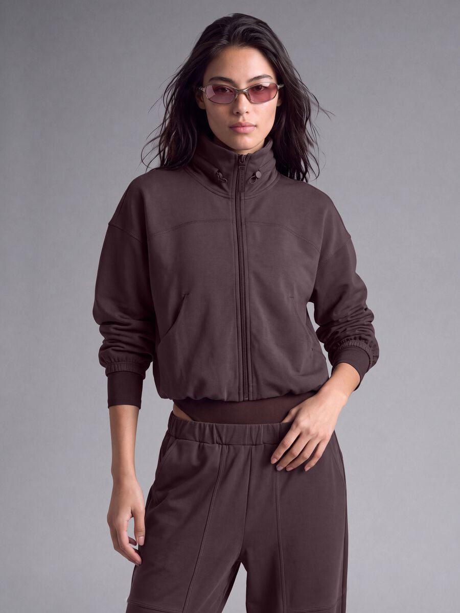 Cropped purple full-zip soft-touch jacket with stand-up collar ALTAVIA STUDIO_1