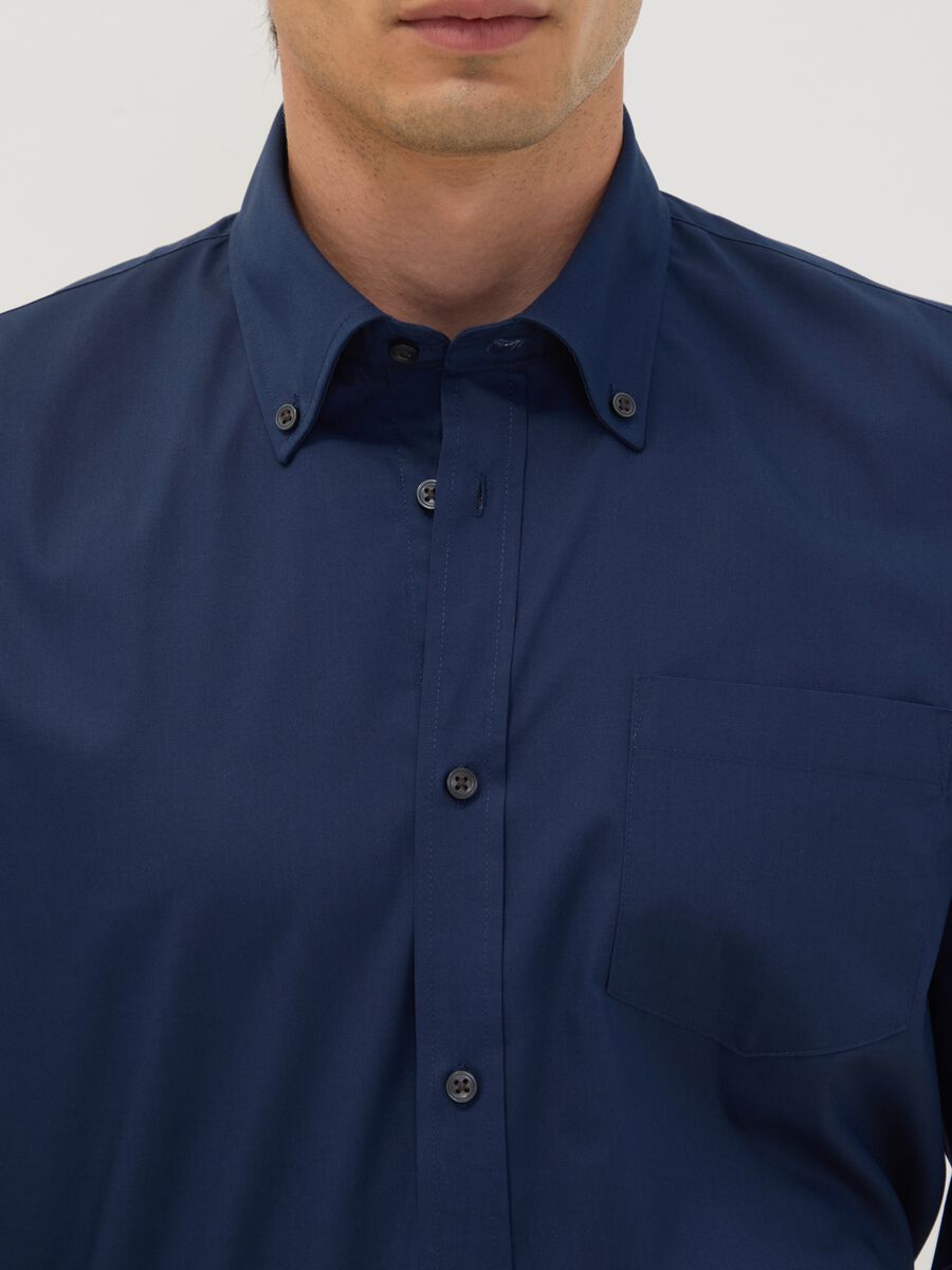Blue regular-fit shirt with button-down collar, easy-iron_1