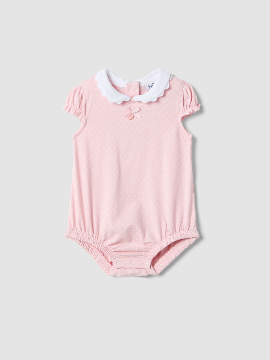 Short-sleeve pink bodysuit in organic cotton_0