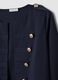 Blue cropped stretch cotton jacket with decorative buttons, regular fit_5