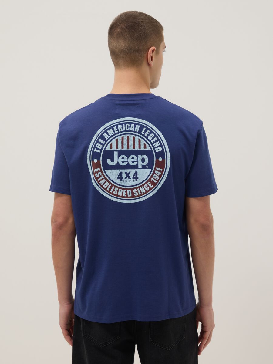 T-shirt in puro cotone blu regular fit con stampa Jeep_3