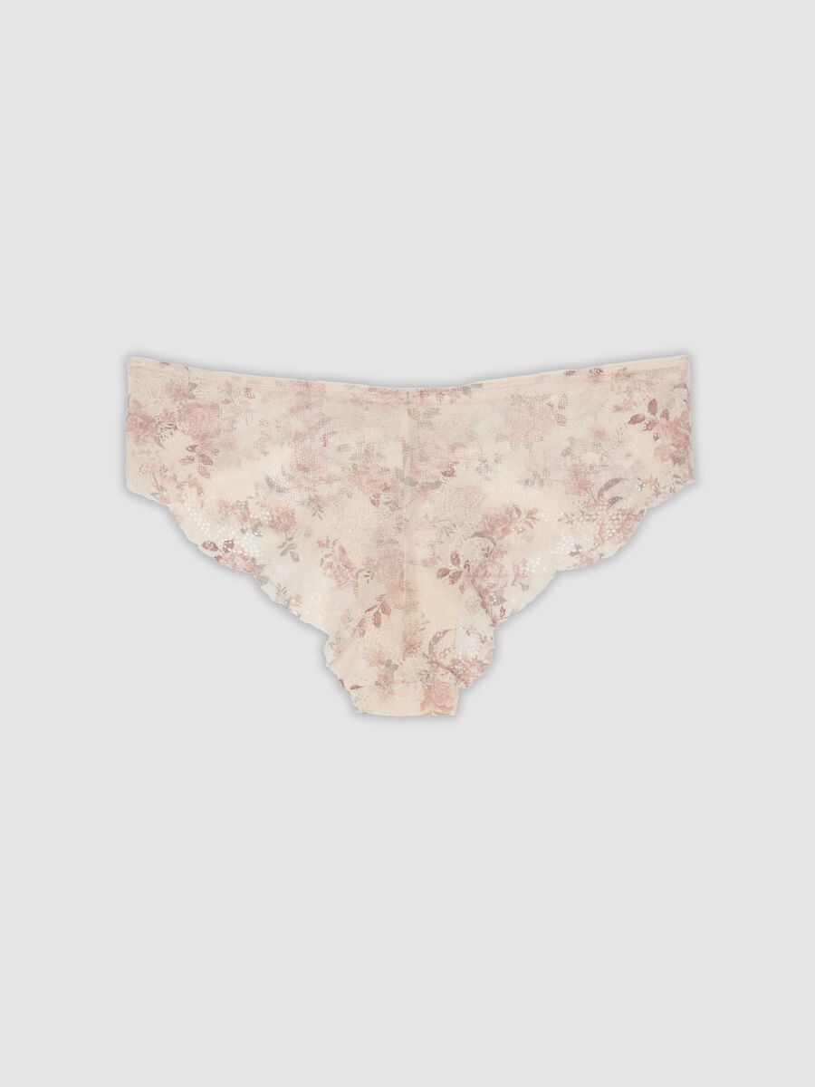 Beige organic cotton floral lace briefs_2