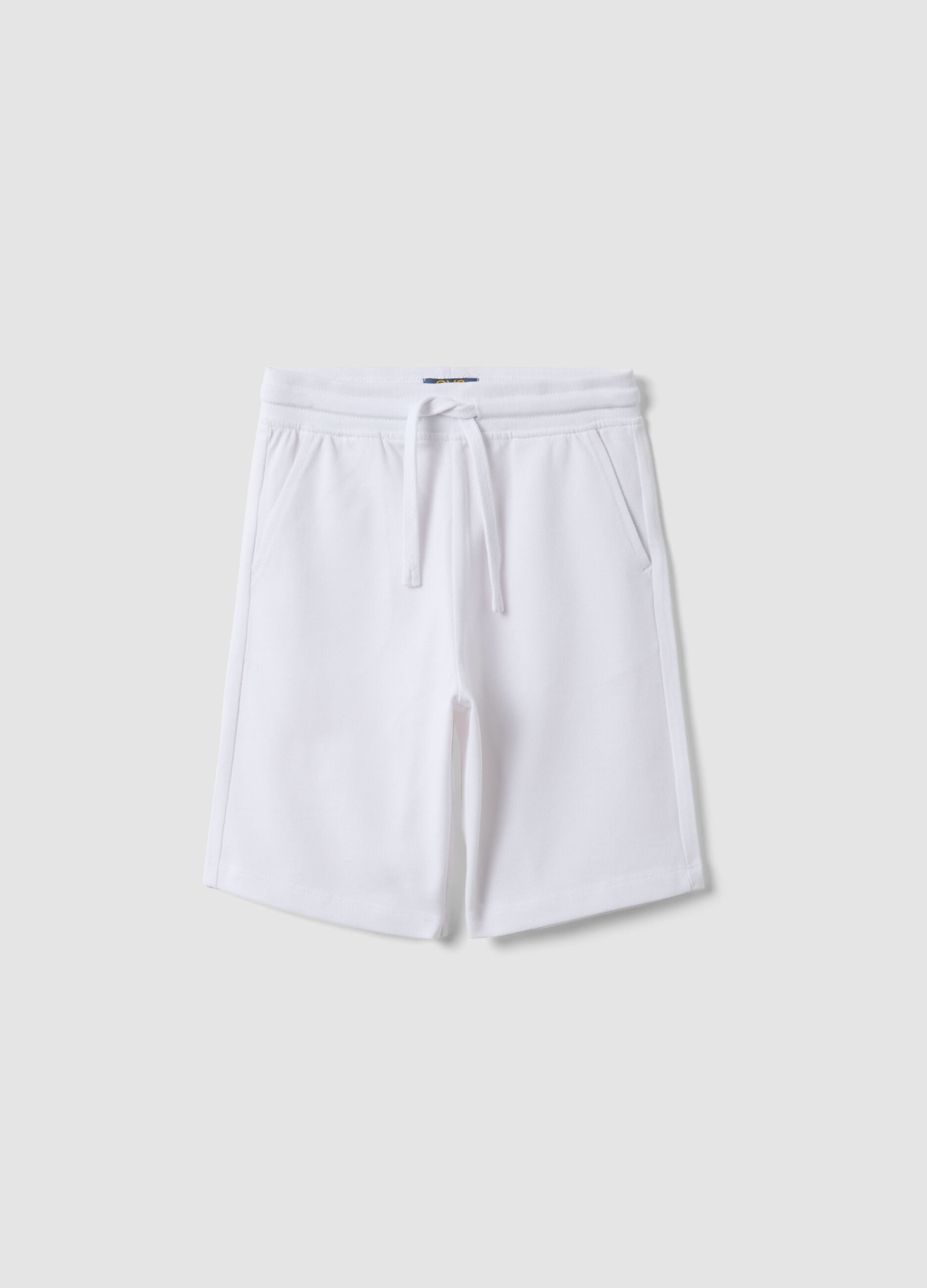 White pure cotton regular fit kids shorts