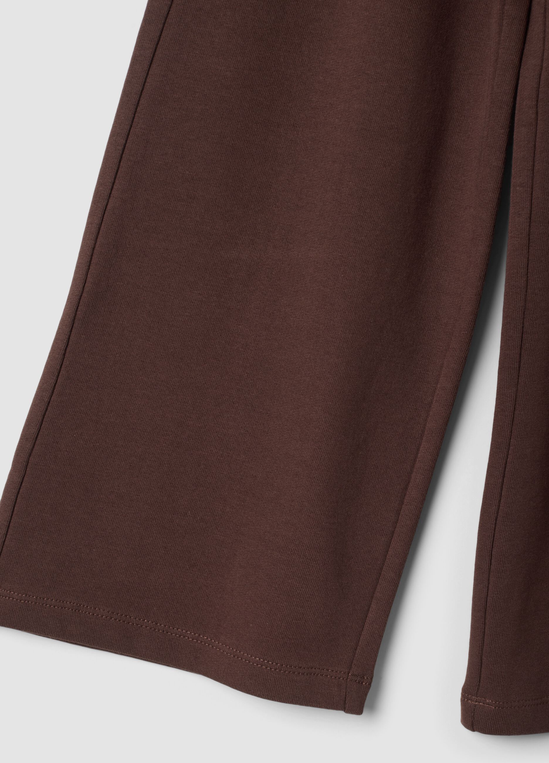 Brown wide-leg pure cotton trousers