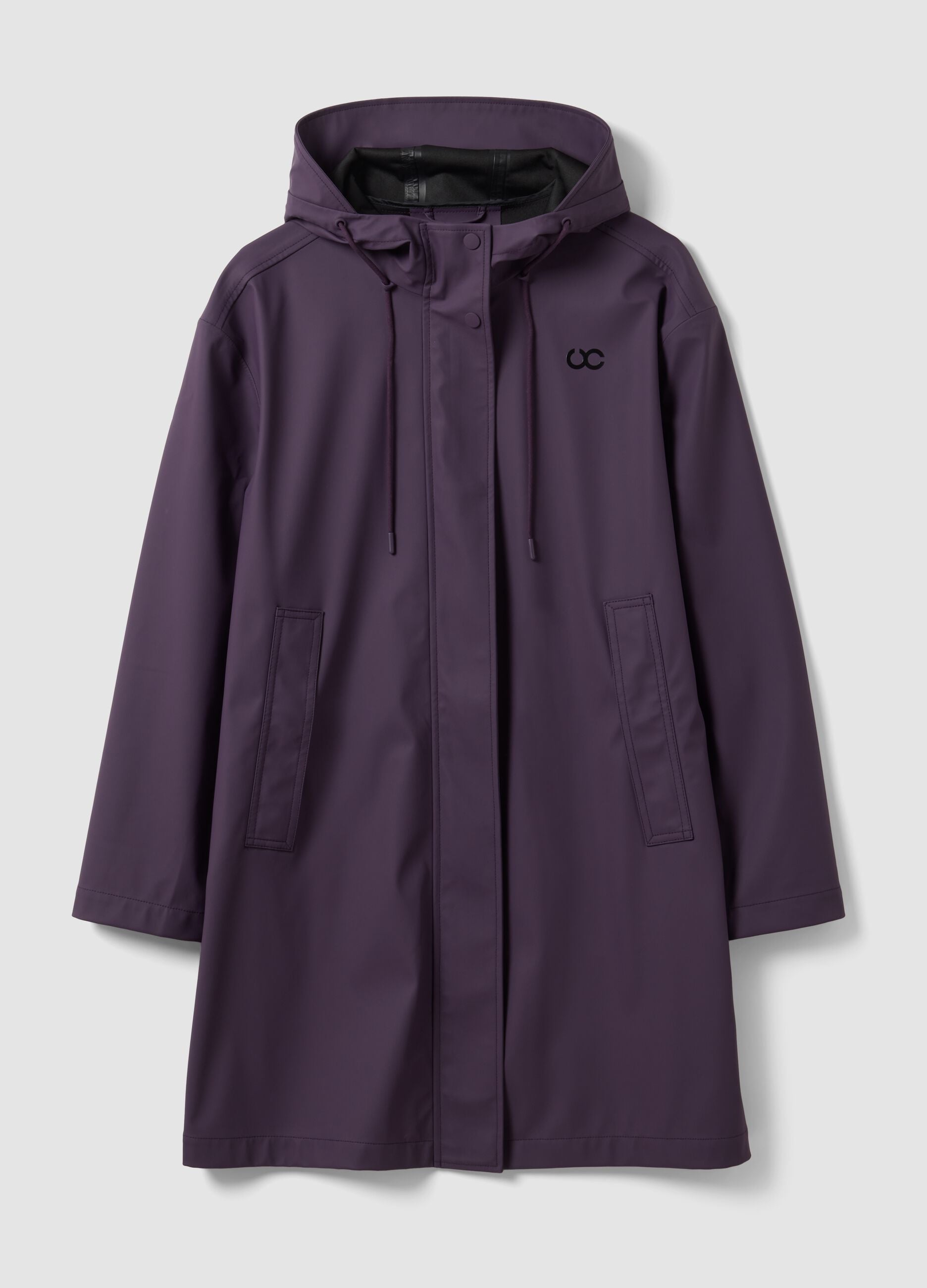 Long purple hooded zip jacket