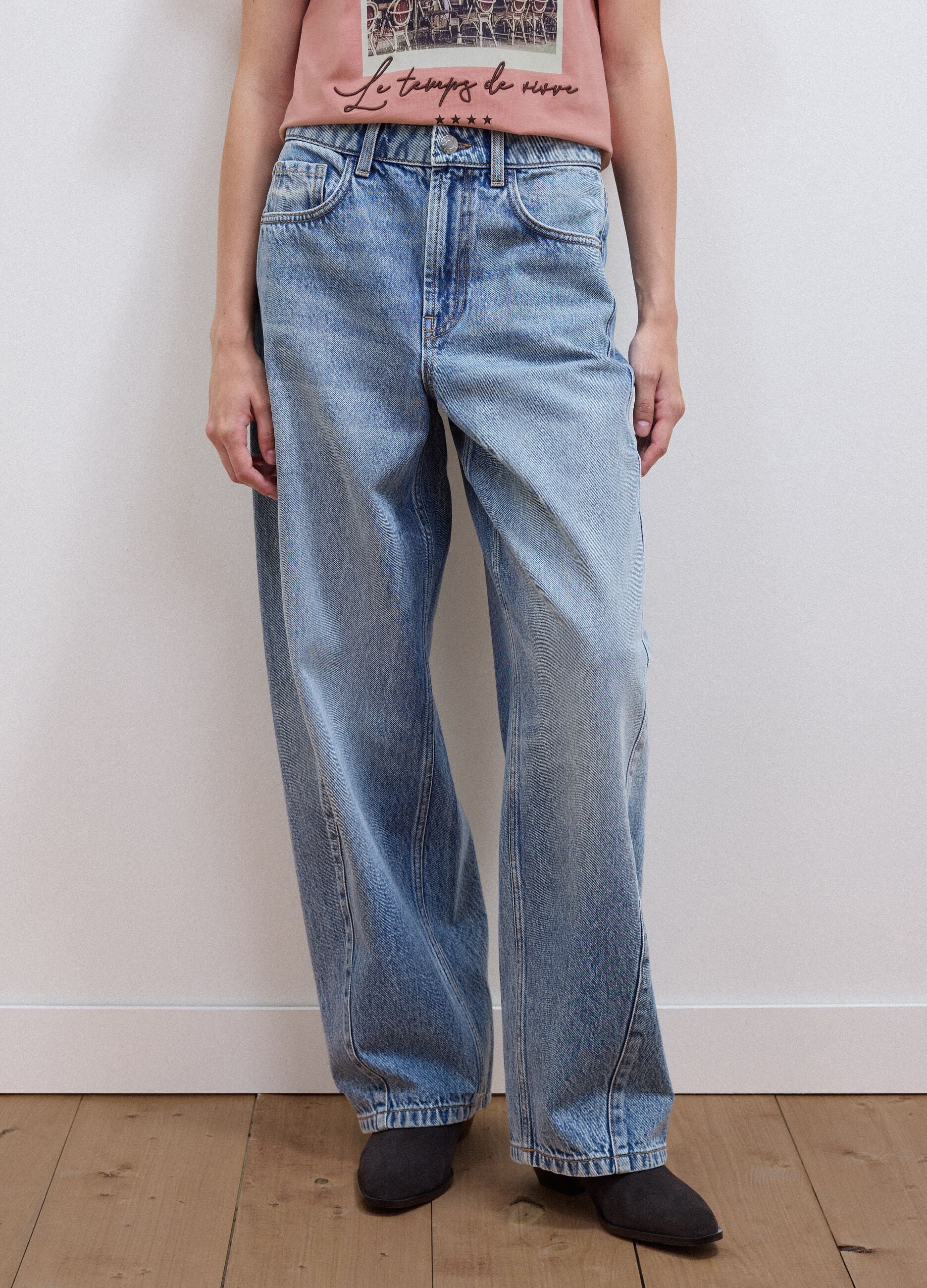 Light Blue Balloon-Fit Jeans in Pure Cotton