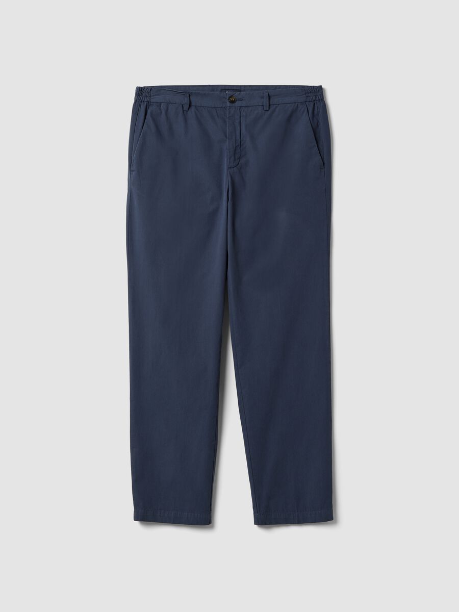 Pantaloni chino blu in puro cotone carrot fit_4