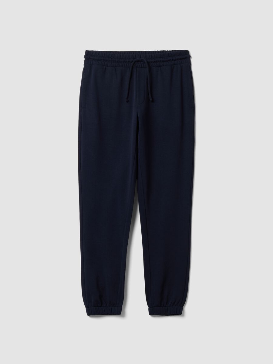 Pantaloni jogger blu in misto cotone regular fit_0