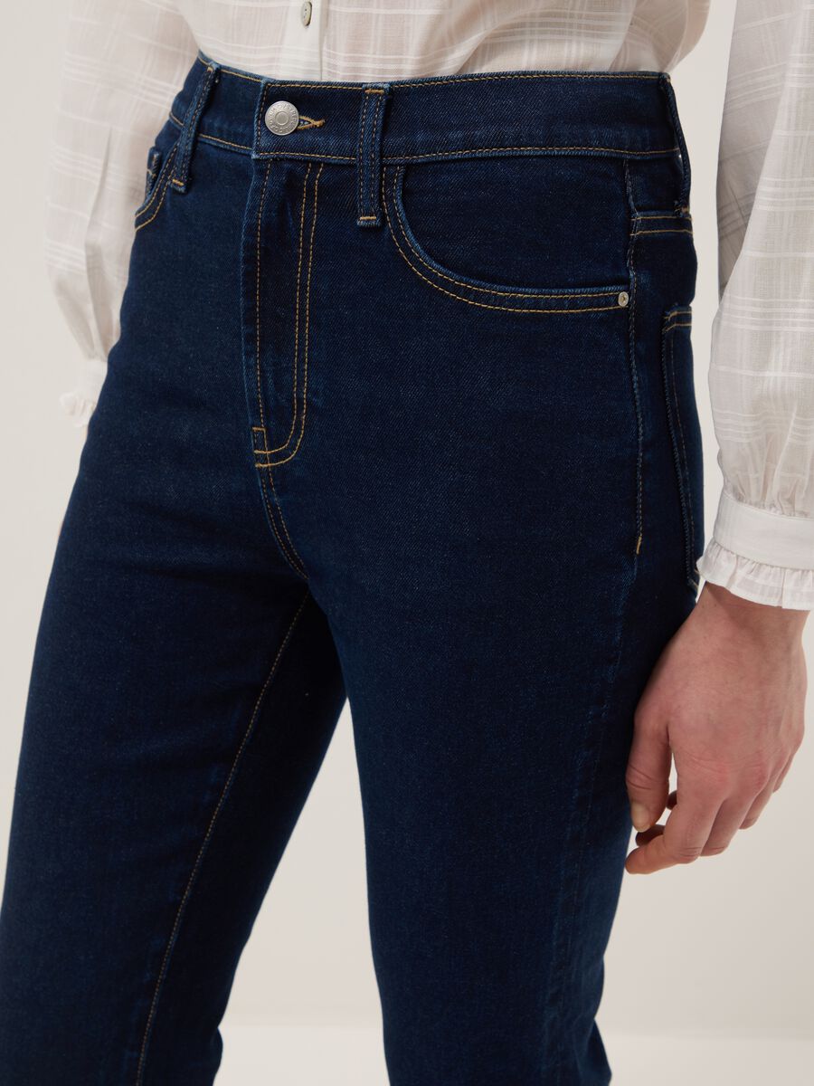 Jeans bootcut in cotone denim elasticizzato blu_3