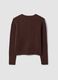 Brown crew-neck cardigan in lyocell and wool blend, oversized fit_6