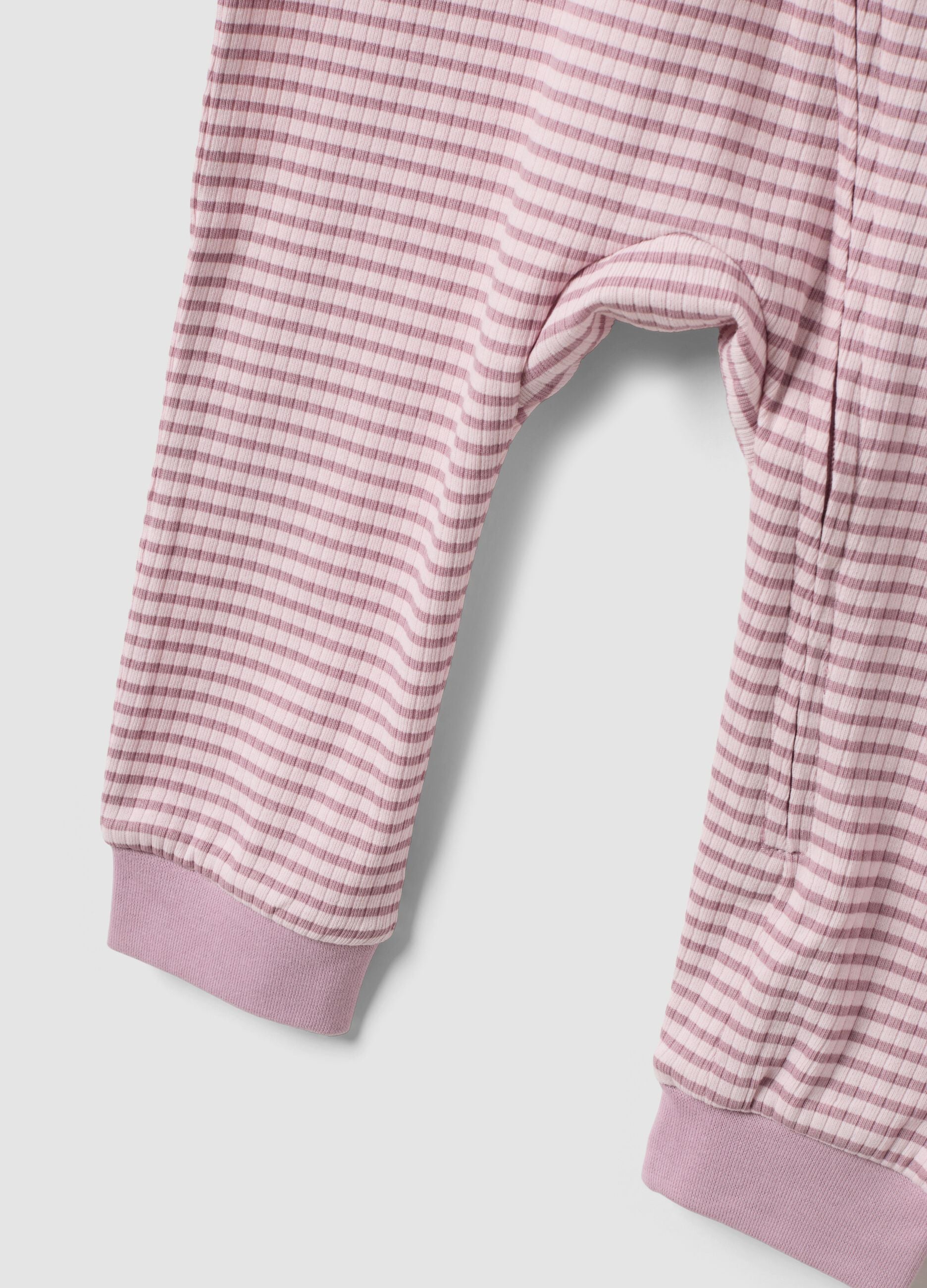 Two-pack of pink stretch organic cotton blend sleepsuits with zip for baby girl