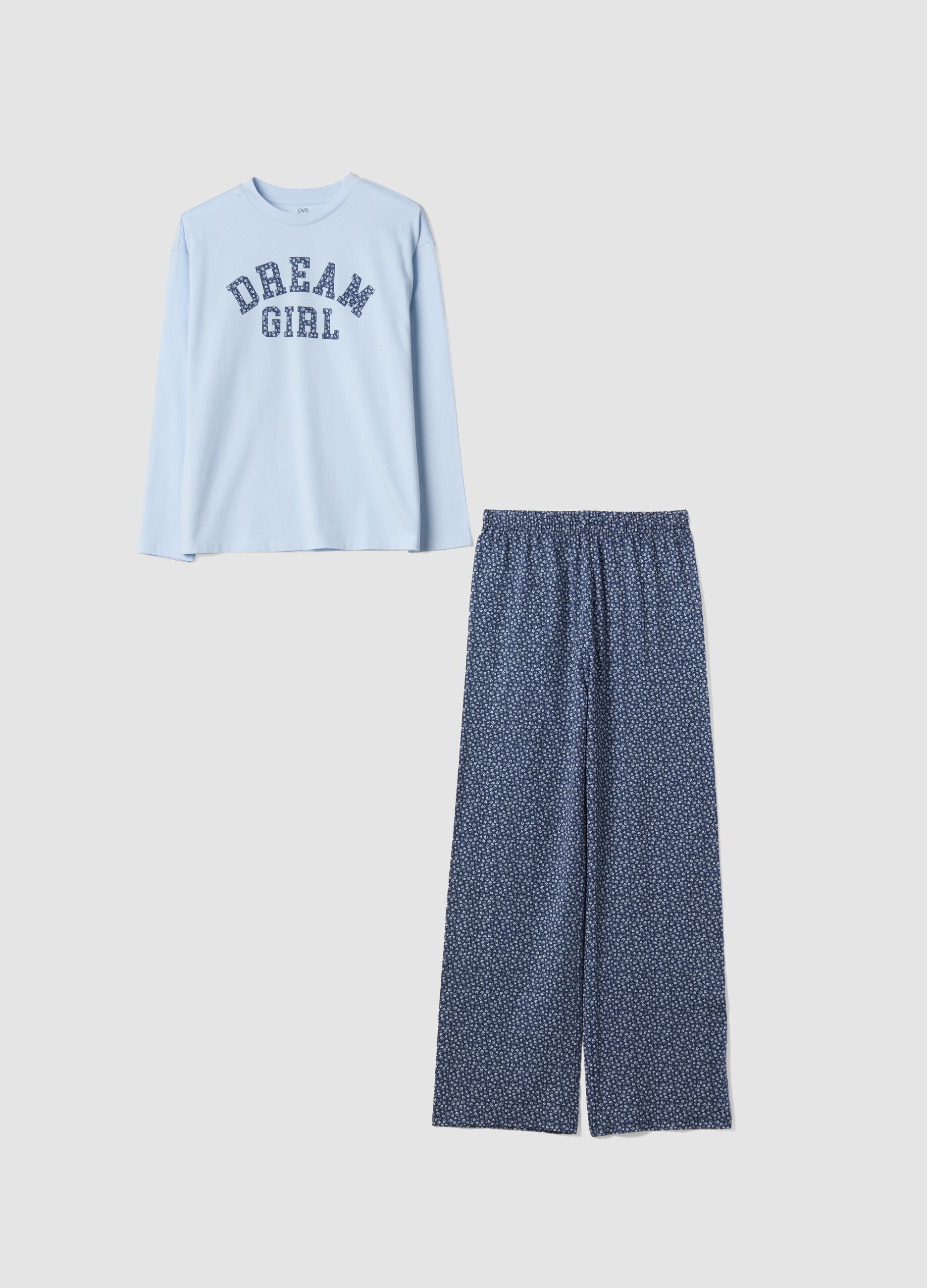 Multicolour pure organic cotton pyjamas with &ldquo;Dream Girl&rdquo; slogan