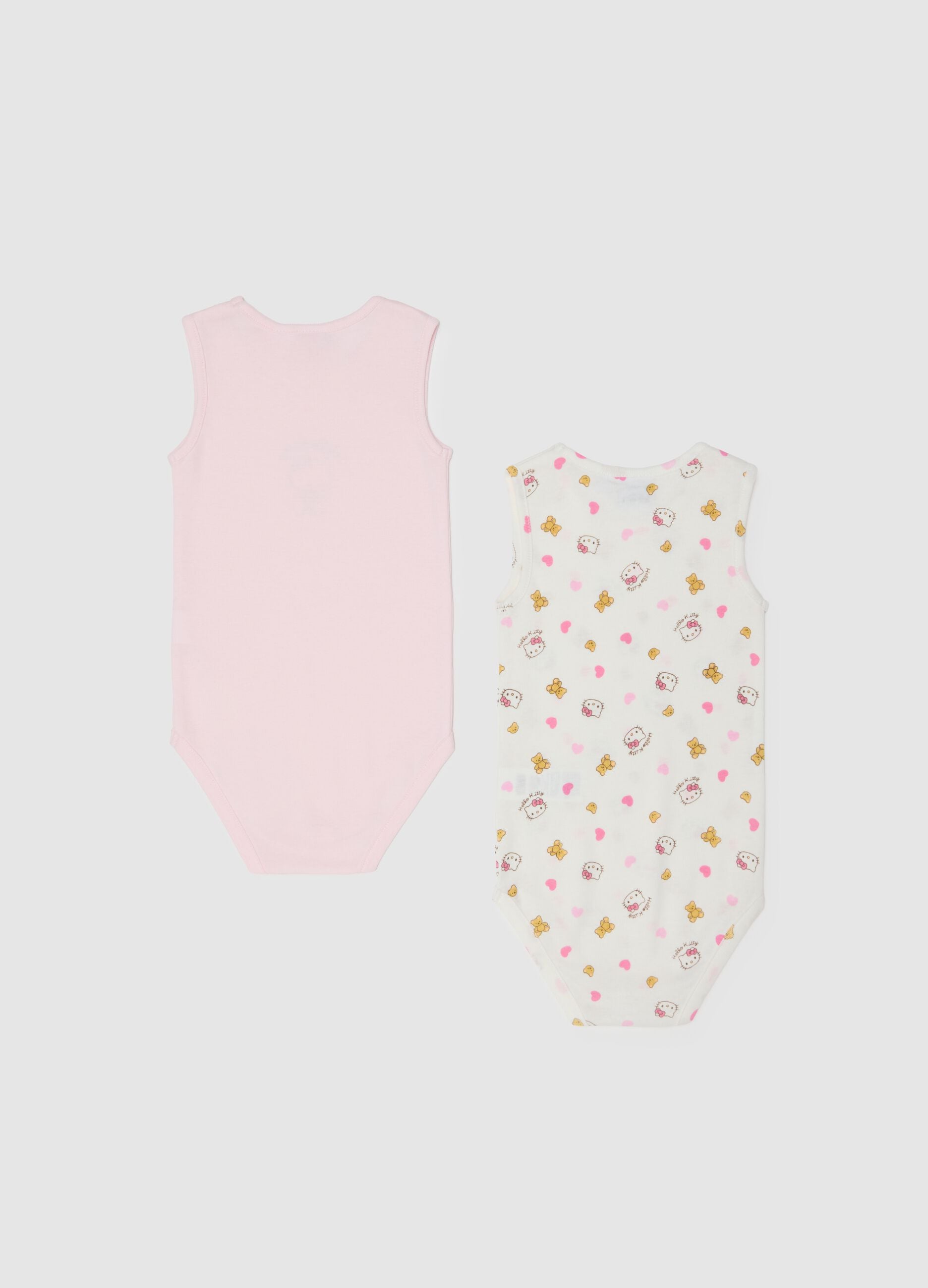 Multicolour cotton sleepsuit set for baby girls with Hello Kitty prints