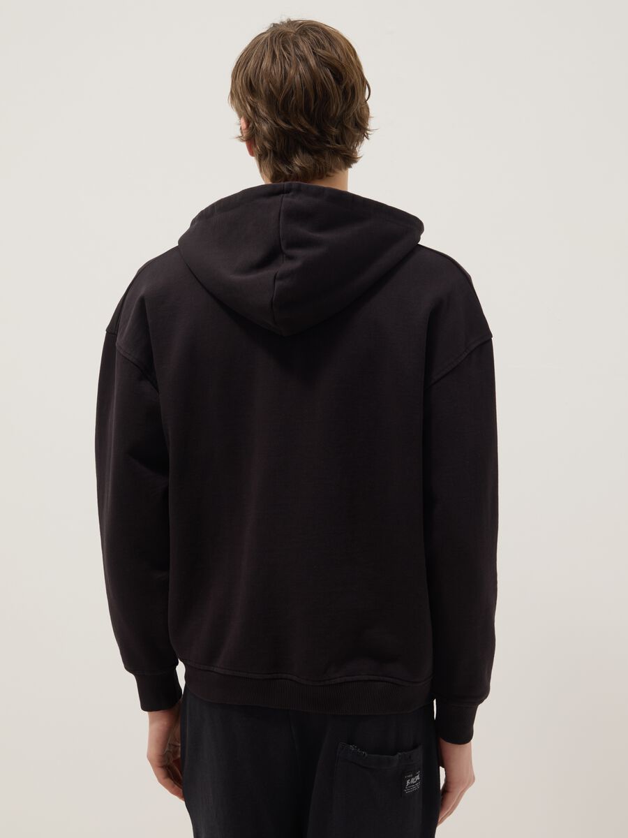Black oversized cotton blend hoodie_3