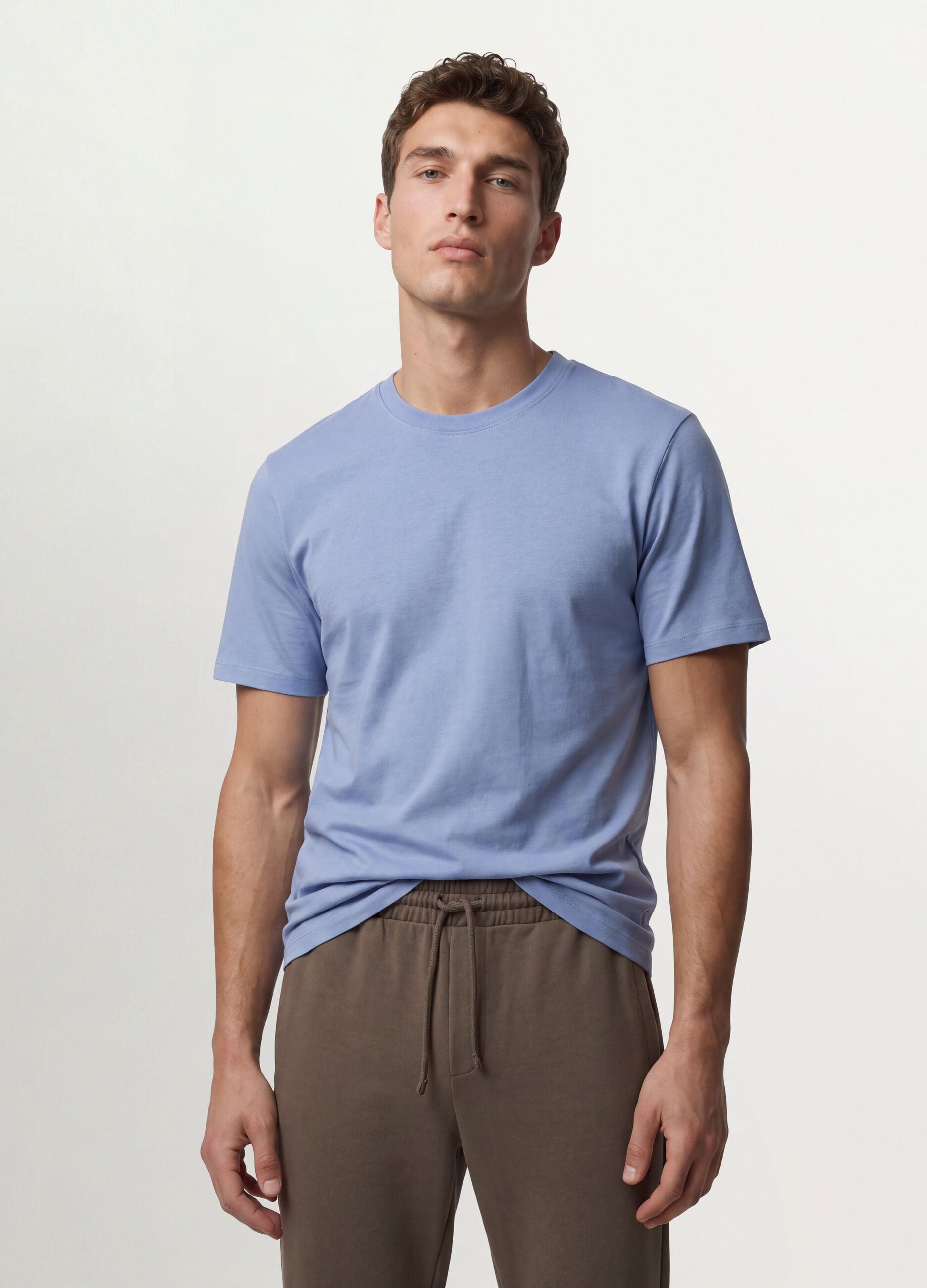 Blue regular-fit pure organic cotton jersey T-shirt