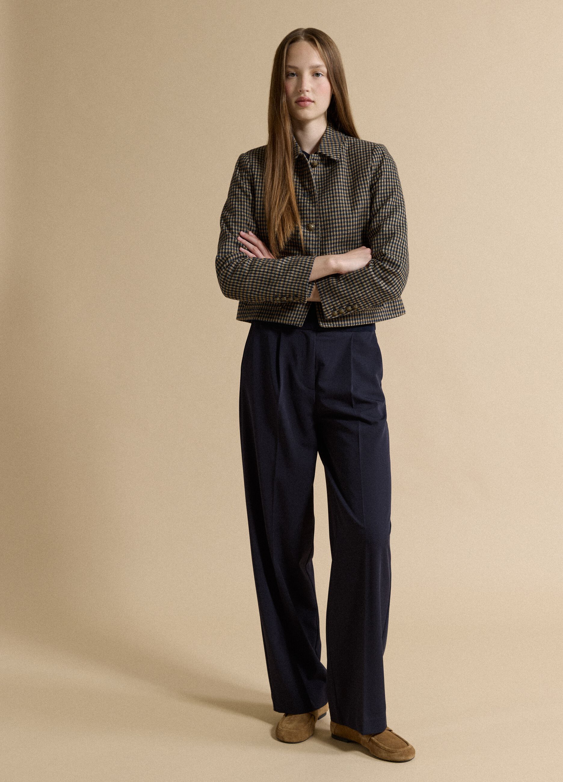 Multicolour checked wool-viscose blend blazer