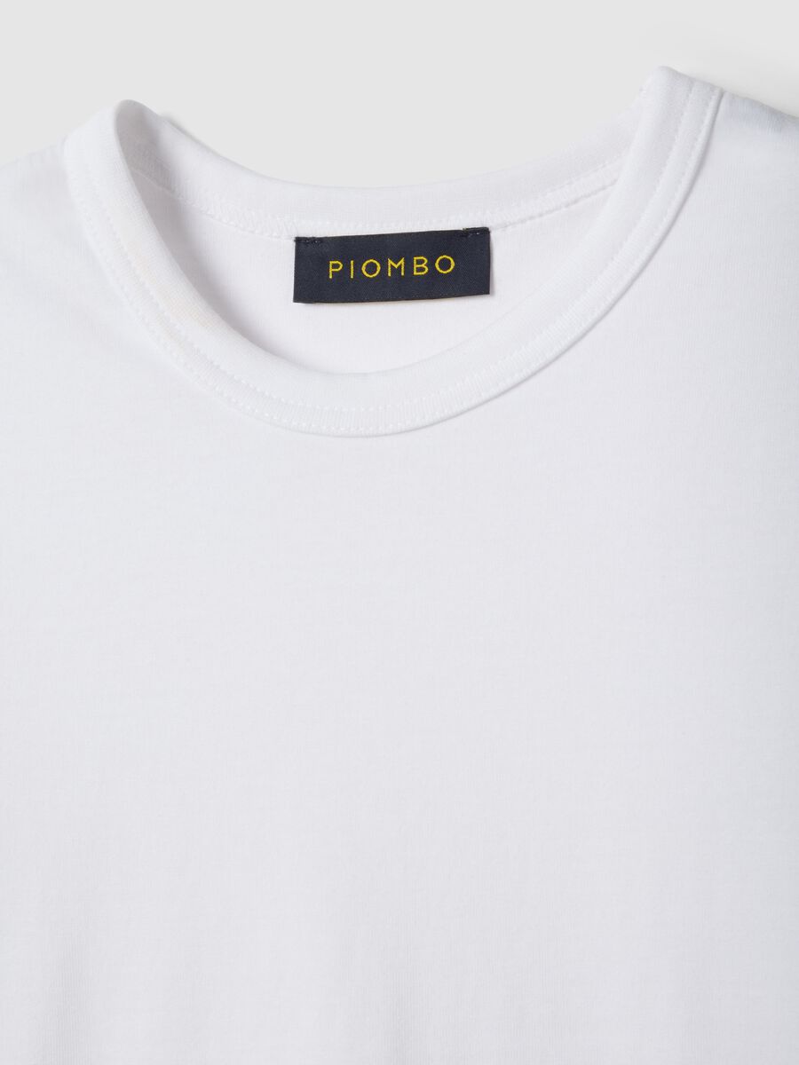 White crew neck cotton t-shirt with regular fit_5