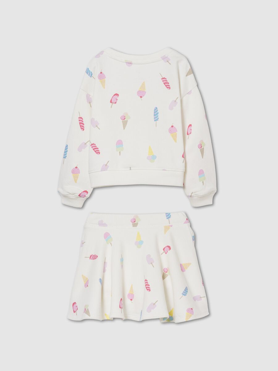 Set felpa e gonna in misto cotone con logo GAP e stampa gelati_1
