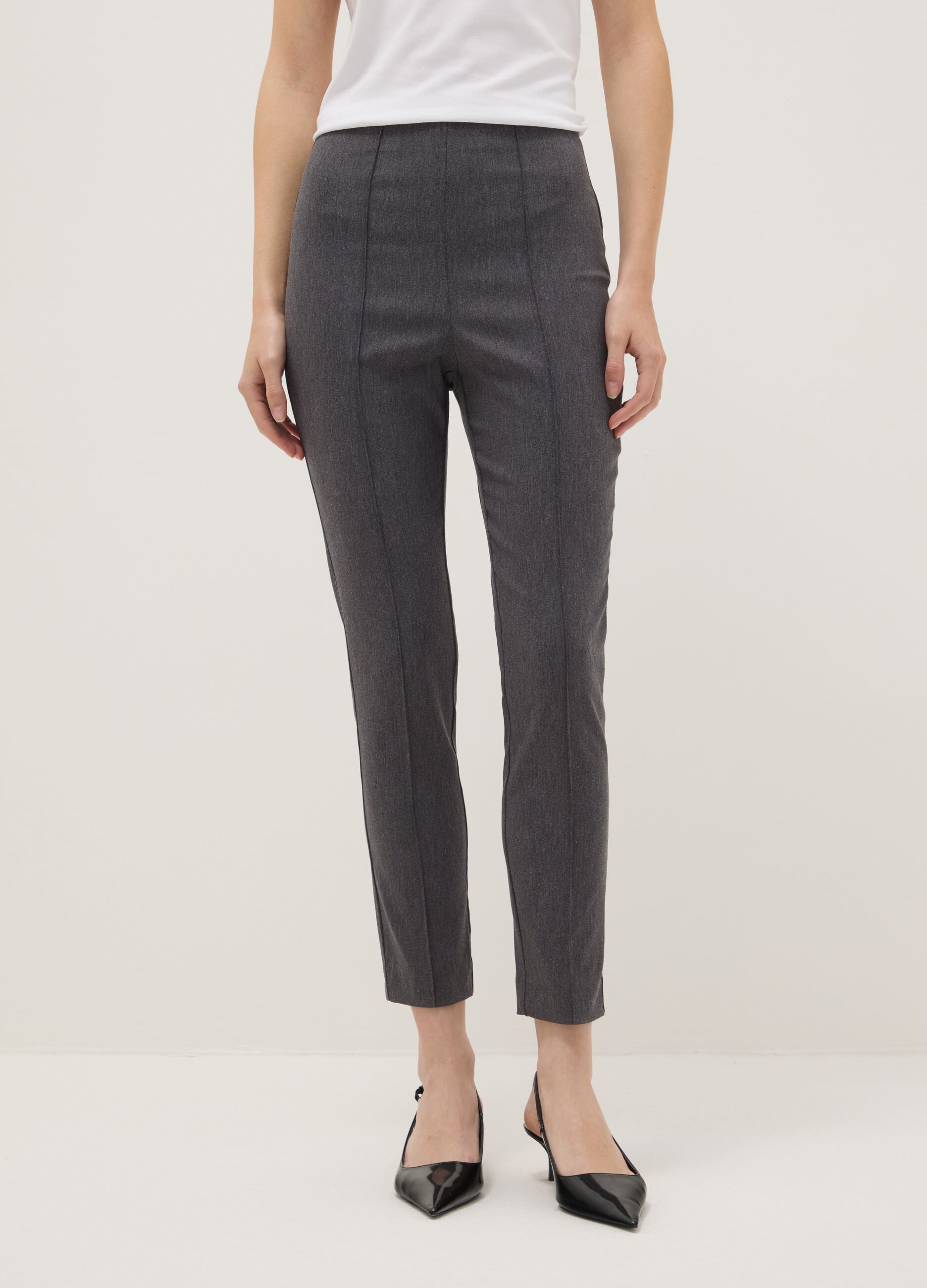 Grey Slim Fit Treggings Trousers