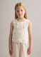 Girls&rsquo; white pure cotton tank top with floral open-knit pattern_0