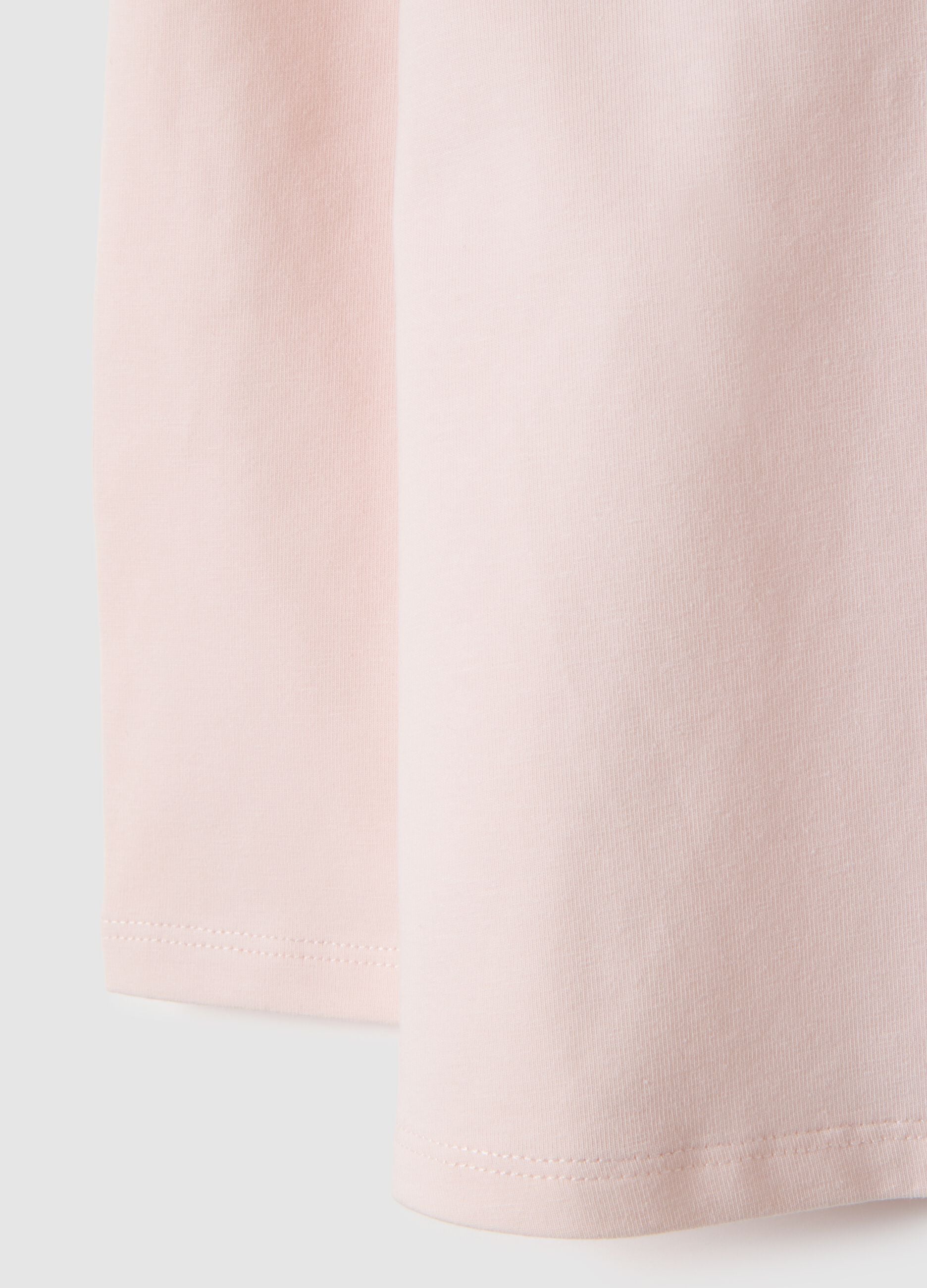 Pink stretch cotton girl&rsquo;s polo shirt regular fit with gathered collar