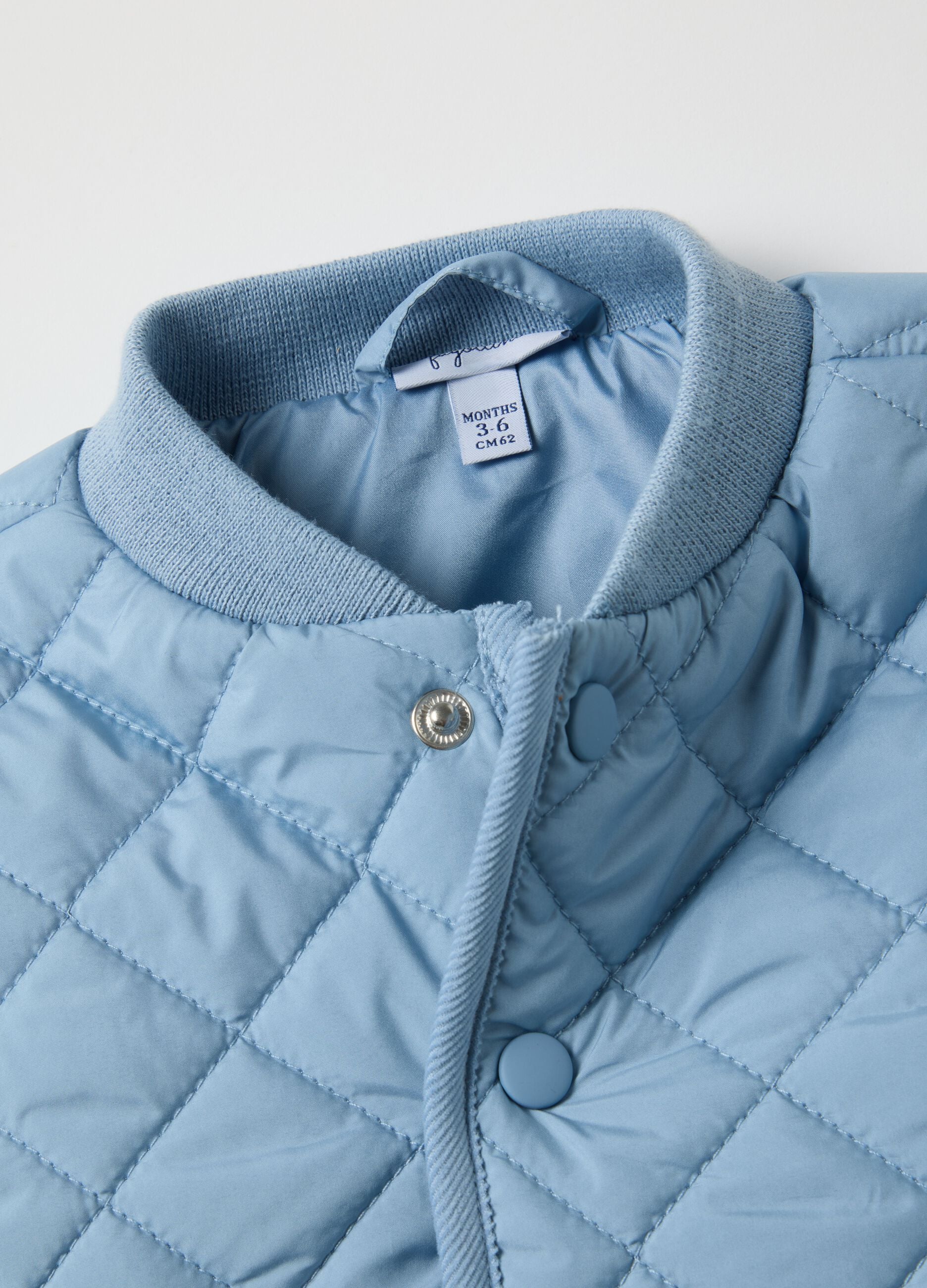 Regular fit blue quilted baby jacket