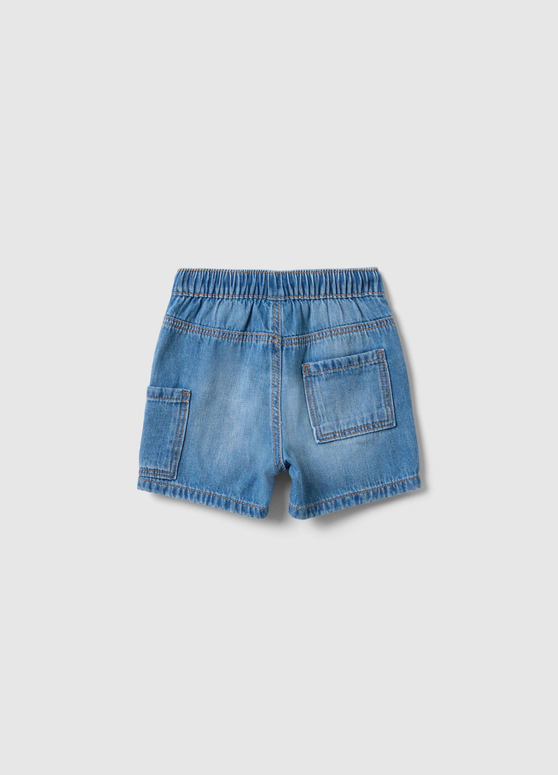 Regular fit baby boys' shorts in pure cotton blue denim
