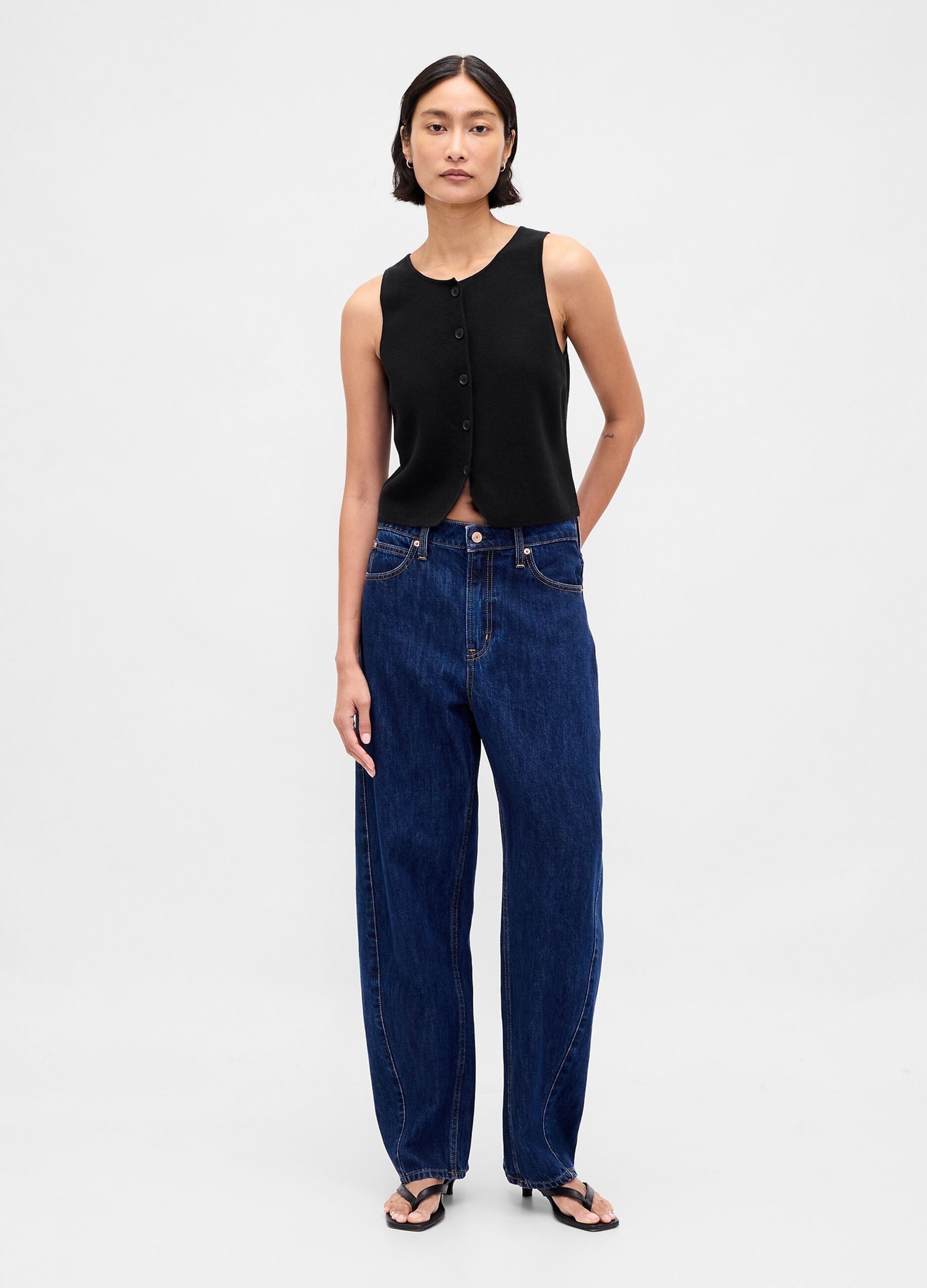 Black cotton blend waistcoat