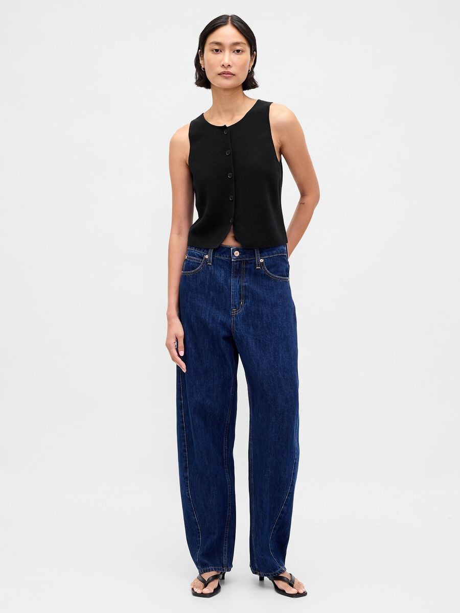 Black cotton blend waistcoat_1