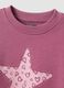 Purple pure cotton sweatshirt with star print, regular fit for girls_2