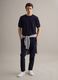 T-shirt a maniche corte in misto cotone, lino e seta blu regular fit_1