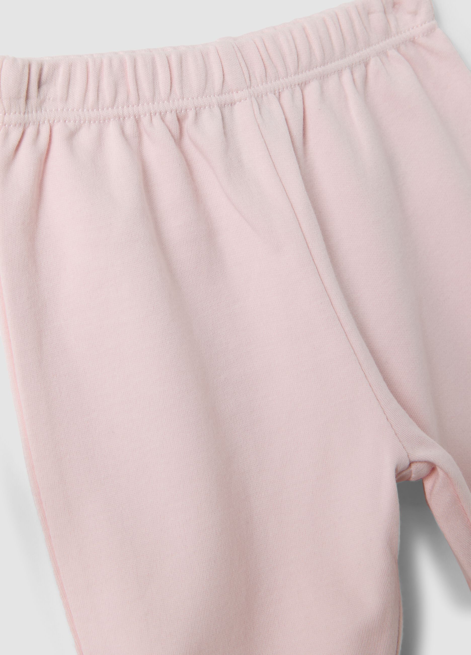 Bipack di leggings rosa e bianco in cotone organico con piedini