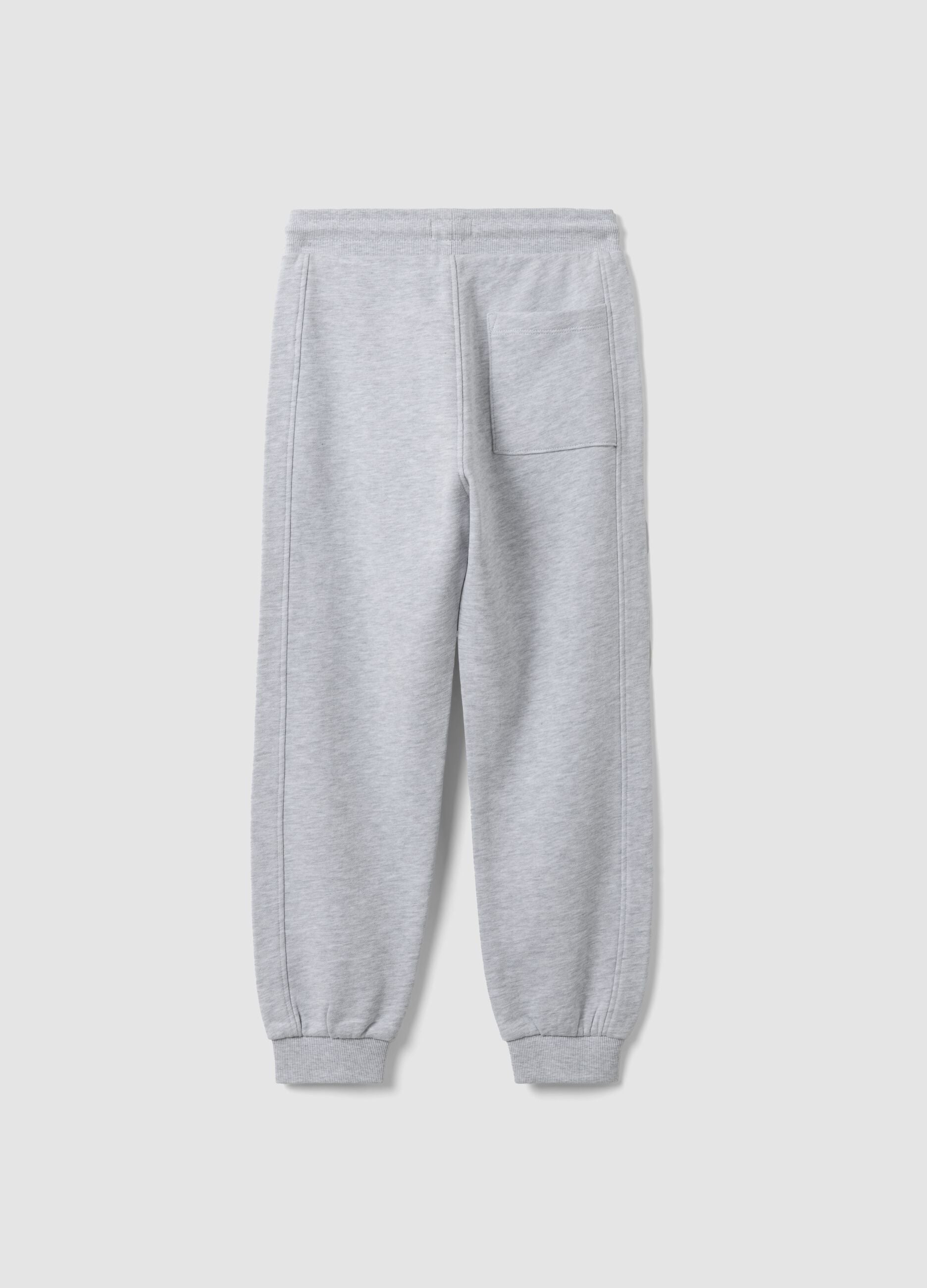 Grey comfort-fit jogger trousers in 100% organic cotton for boys