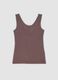 Brown stretch viscose camisole with deep V-neck and lace trim_4