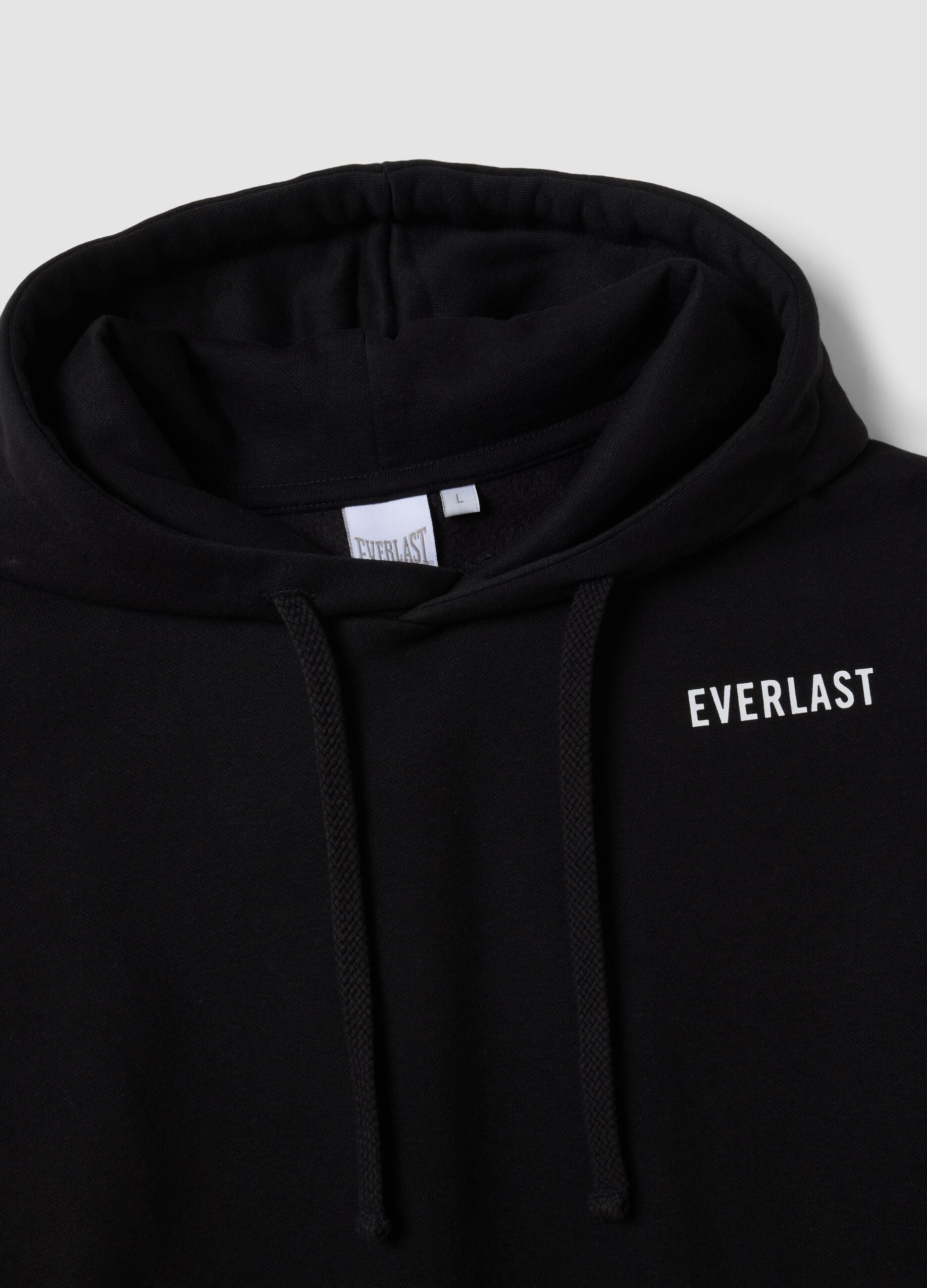Black cotton-blend hoodie with logo