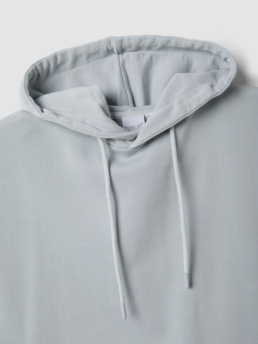 Grey cotton blend sleeveless hoodie regular fit_5