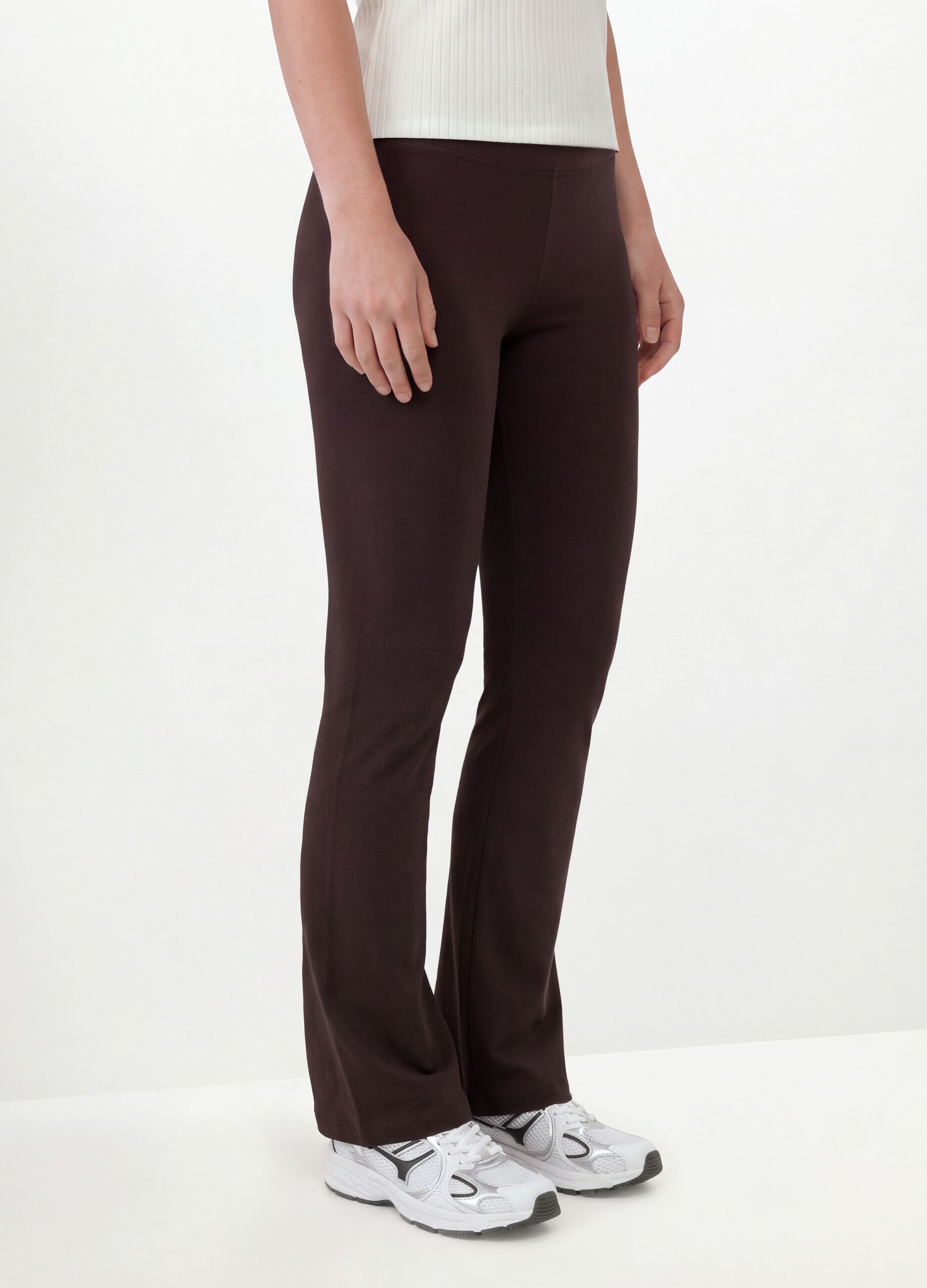 Brown flared leggings in stretch cotton