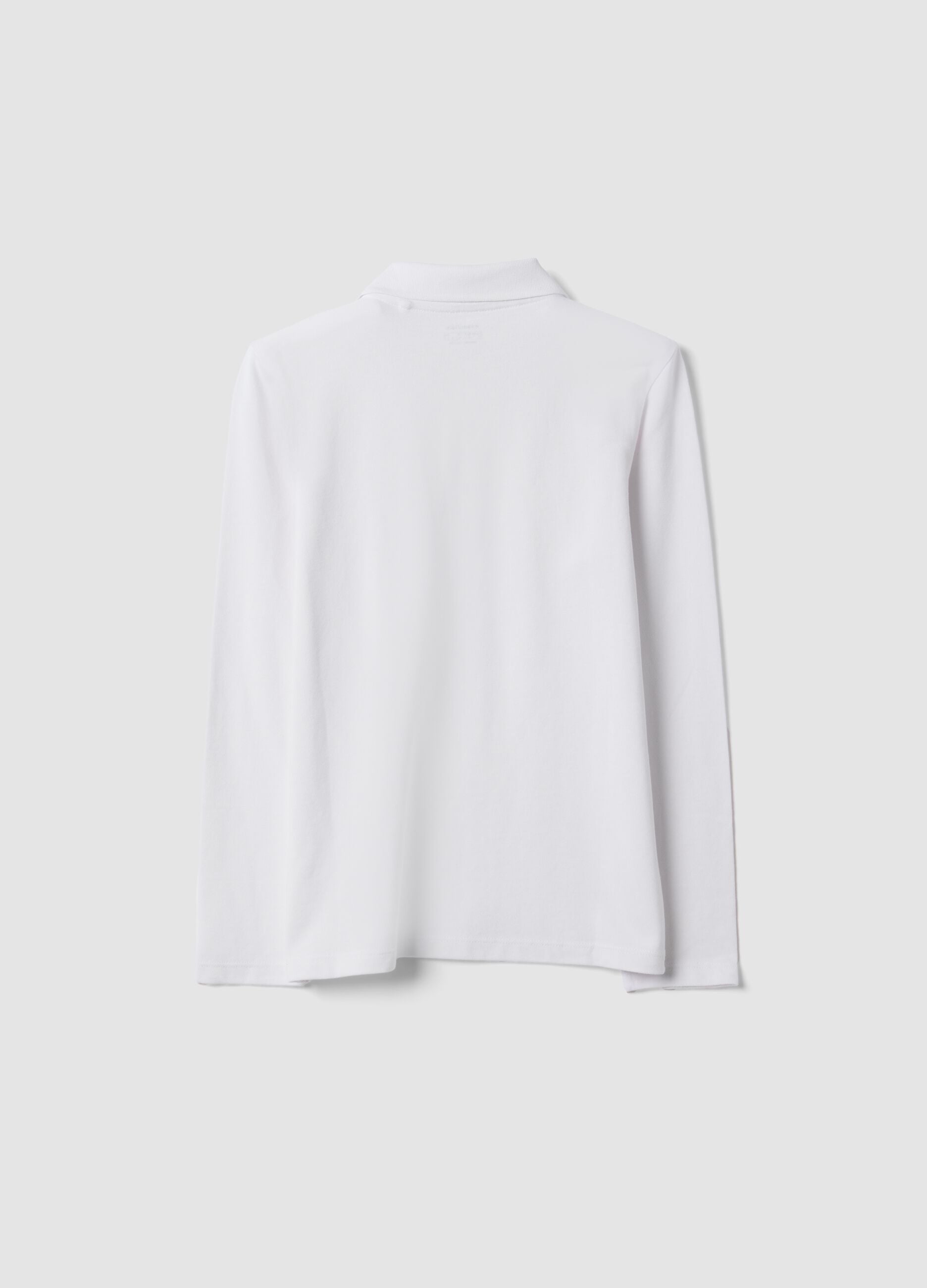 Boys&rsquo; white organic cotton piqu&eacute; polo shirt, regular fit