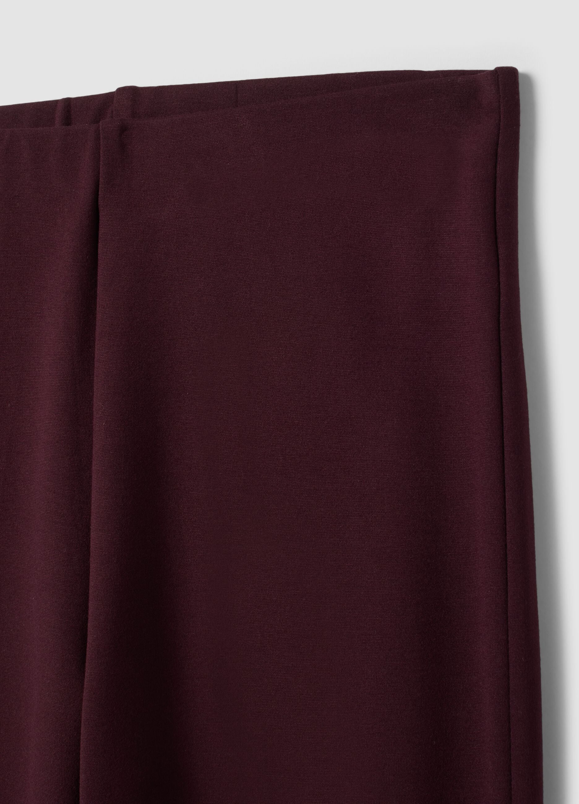 Burgundy flared leggings in stretch viscose Milano knit