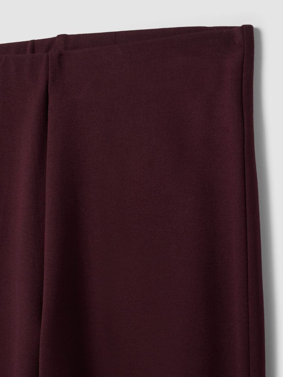 Burgundy flared leggings in stretch viscose Milano knit_5